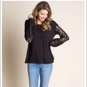 Amelia James Conroe Black Long Sleeve Tee